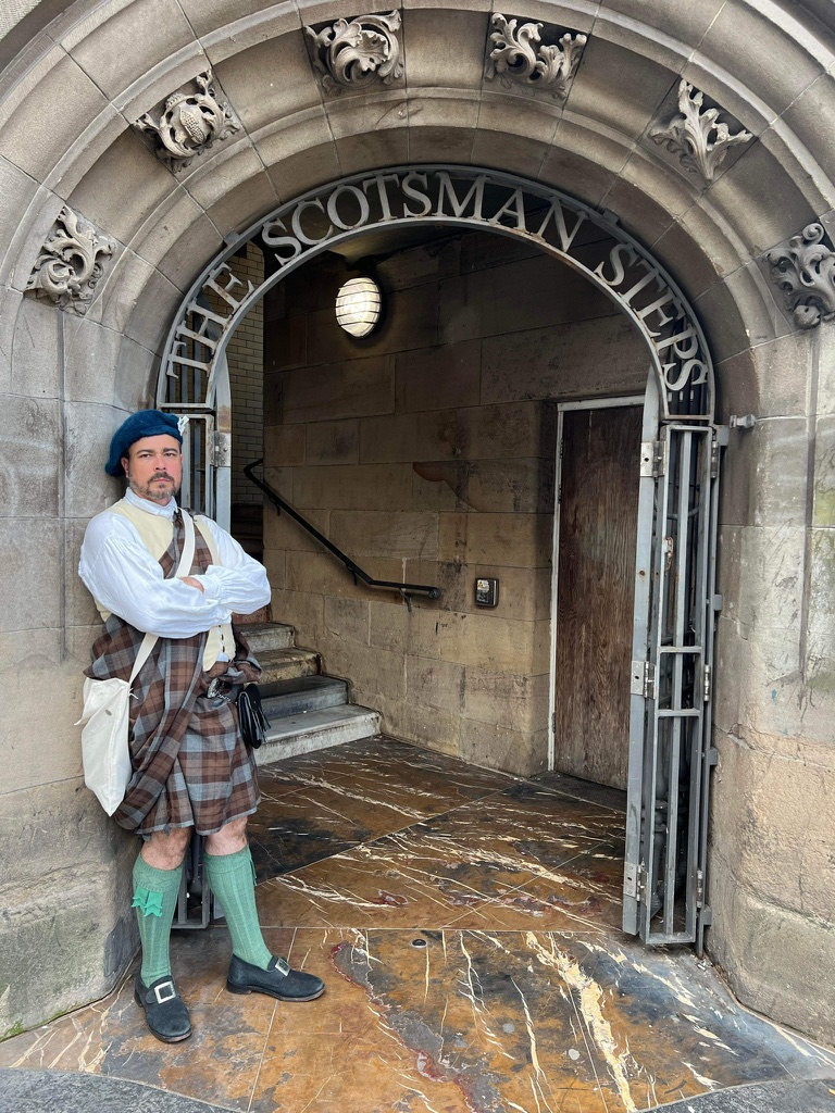 Matty Taylor in a Great Kilt at the Scotsman Steps in Edinburgh, Scotland